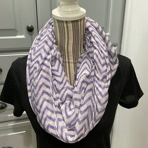 Purple and White Chevron Print Infinity Scarf, One Size